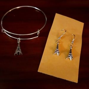 Eiffel tower earrings and bracelet set